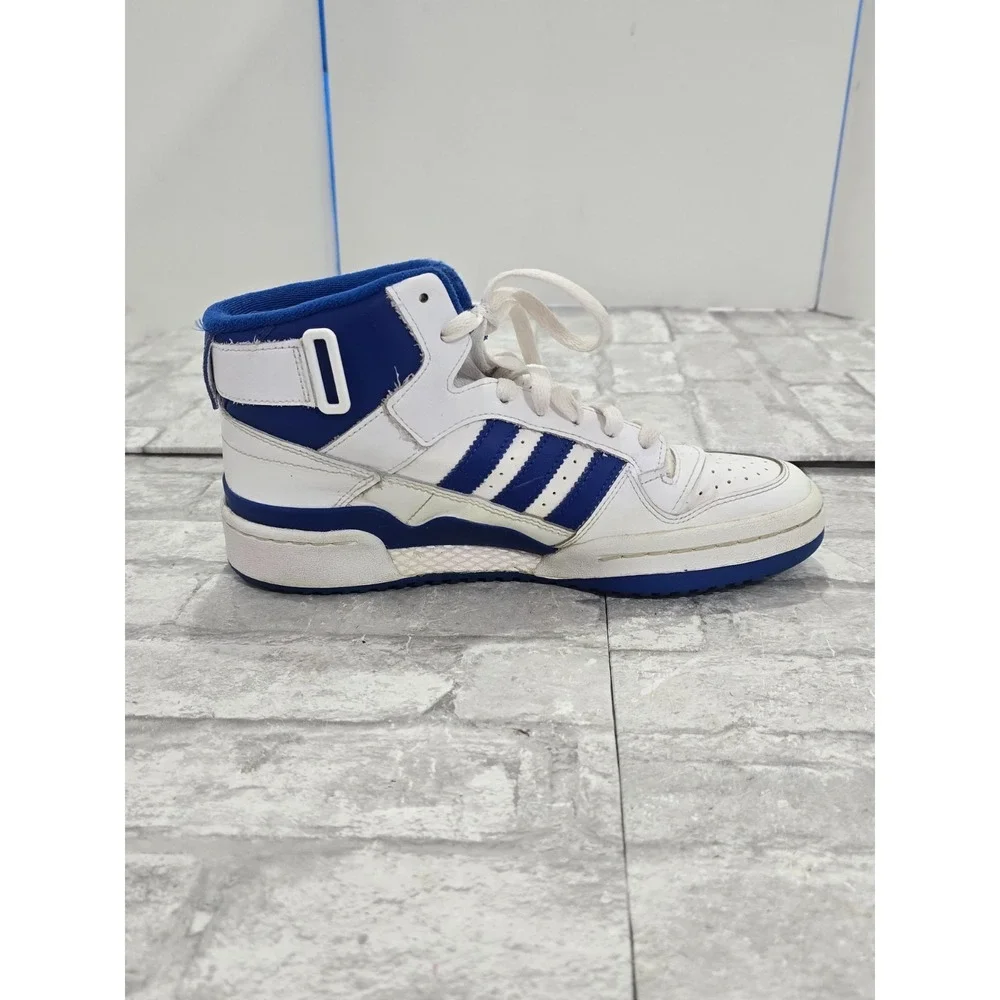 Adidas Forum Mid Shoes Women Size‎ 8.5 White Blue Basketball Sneakers No Straps